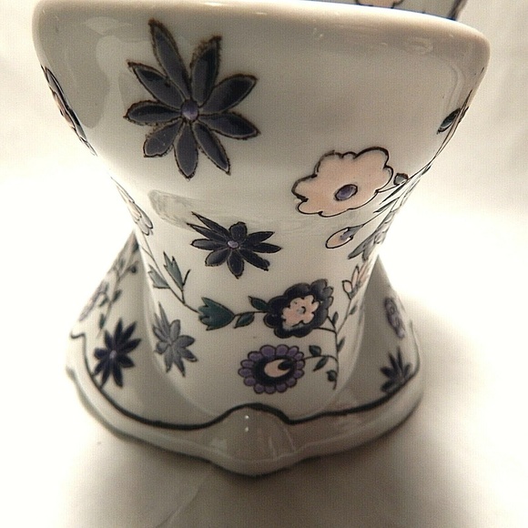 Pottery Shaving Scuttle Mug White with Blue Flowers Unbranded - Picture 6 of 12